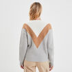 Pull manches longues col rond gris clair femme