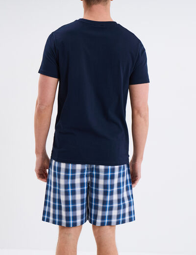 Ensemble pyjama short et t-shirt coton bleu marine homme