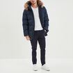 Parka capuche fausse fourrure amovible bleu marine homme