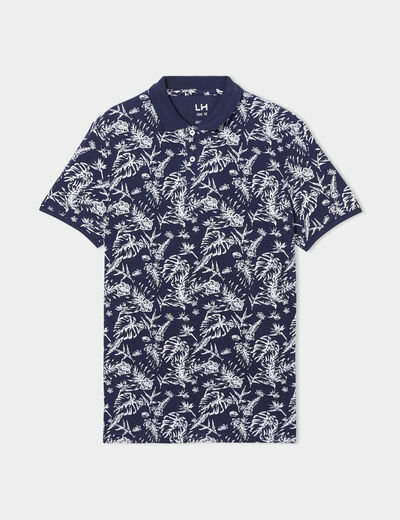 Polo droit manches courtes coton bleu marine homme