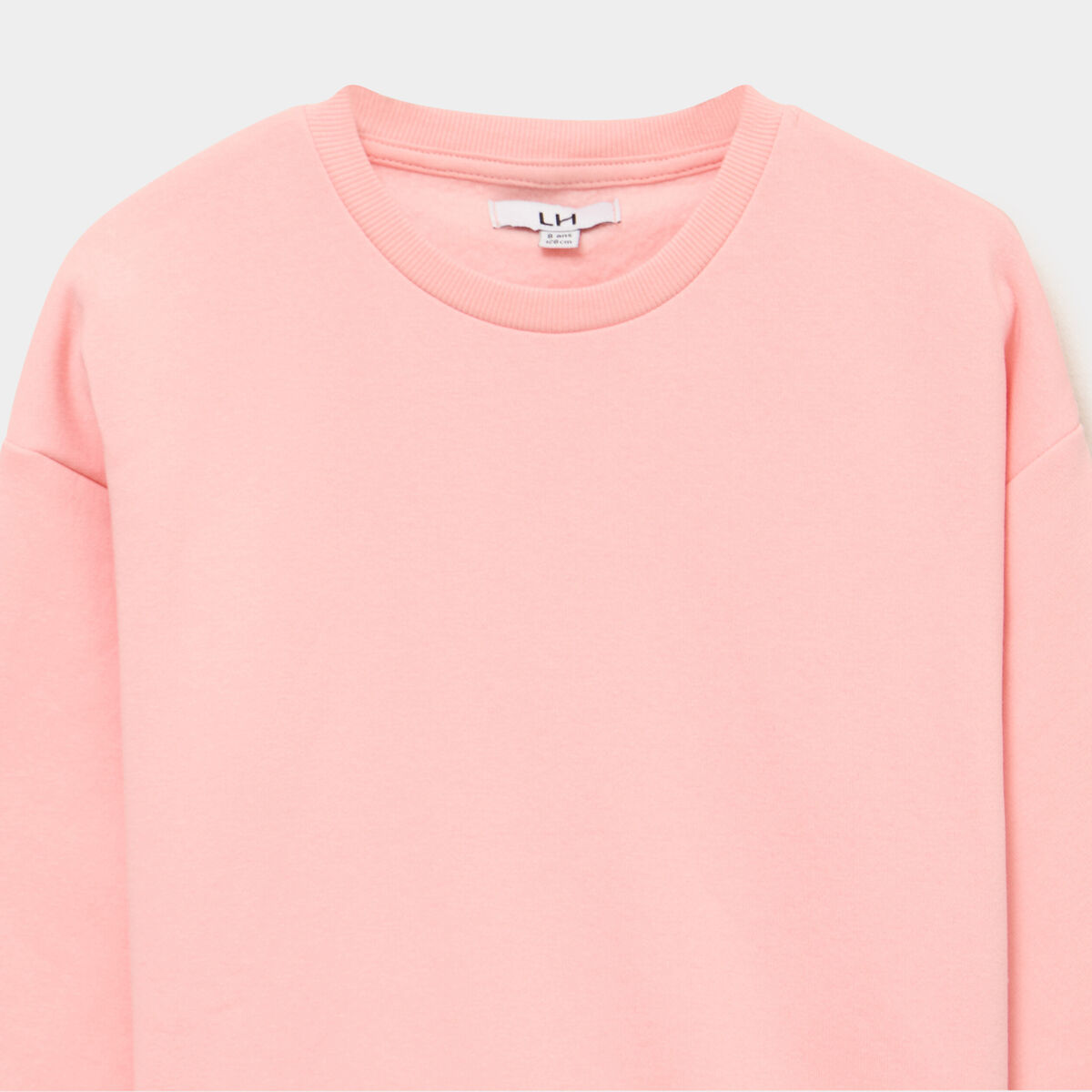 Sweat col rond manches longues rose poudr&eacute;e fille