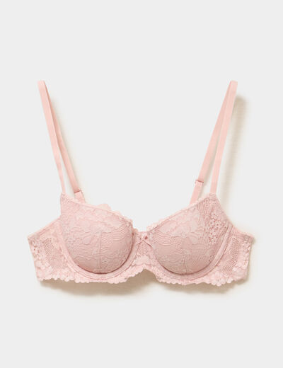 Soutien-gorge corbeille en dentelle rose clair femme