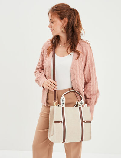 Sac &agrave; main avec bandouli&egrave;re sable femme