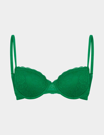 Soutien-gorge corbeille paddé dentelle vert menthe femme
