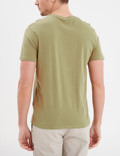T-shirt en coton manches courtes vert kaki homme