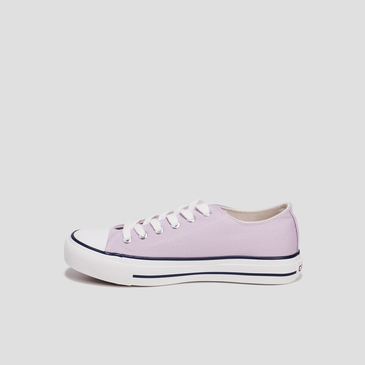 Tennis en toile &agrave; lacets mauve femme