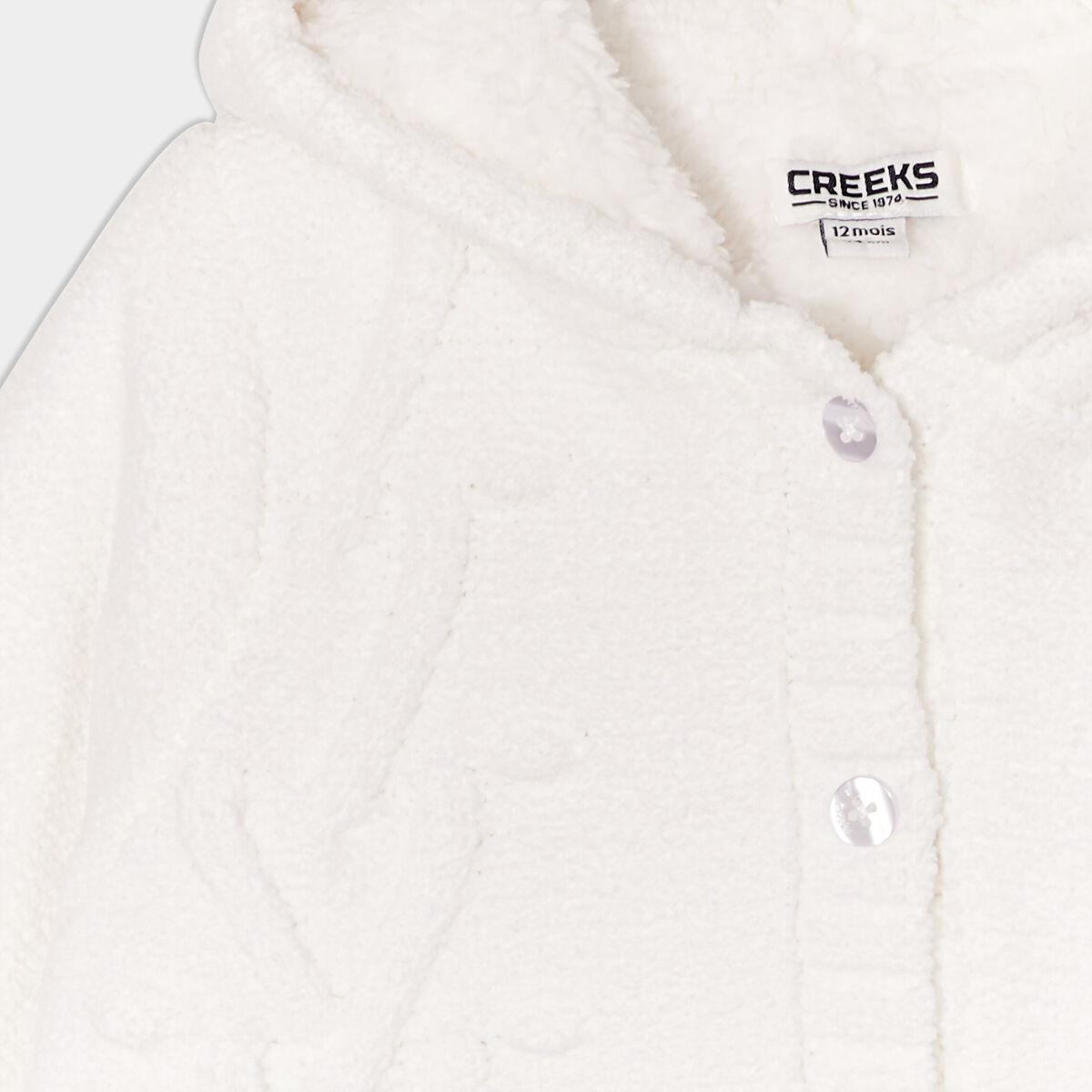 Gilet fourré torsades à capuche Creeks blanc bébé fille