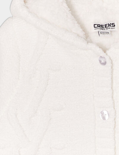 Gilet fourré torsades à capuche Creeks blanc bébé fille