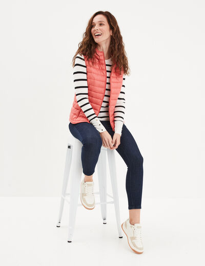 Pull col rond boutons aux poignets ecru femme