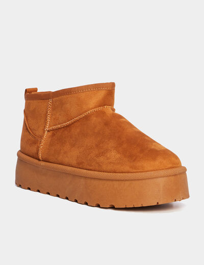Bottines compensées fourrées Creeks marron femme