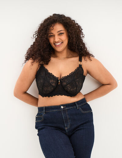 Soutien-gorge embo&icirc;tant dentelle noir femme grande taille