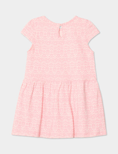 Robe manches courtes coton rose bébé fille