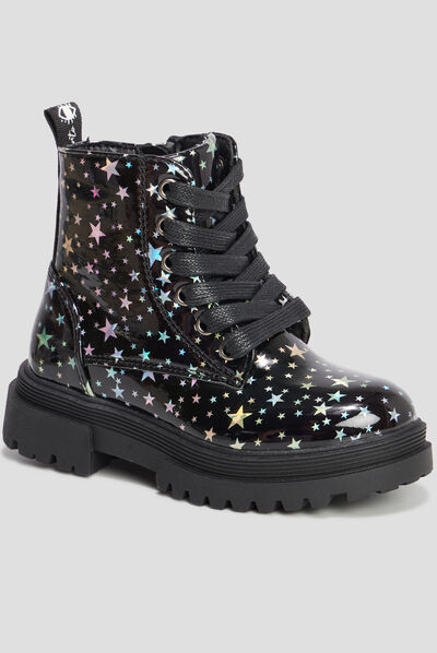 Bottines vernies semelles crantées noir fille