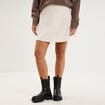 Jupe courte trap&egrave;ze taille &eacute;lastiqu&eacute;e sable femme