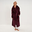 Peignoir effet velours &agrave; capuche prune femme