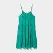 Robe fluide &agrave; volants fines bretelles vert canard femme