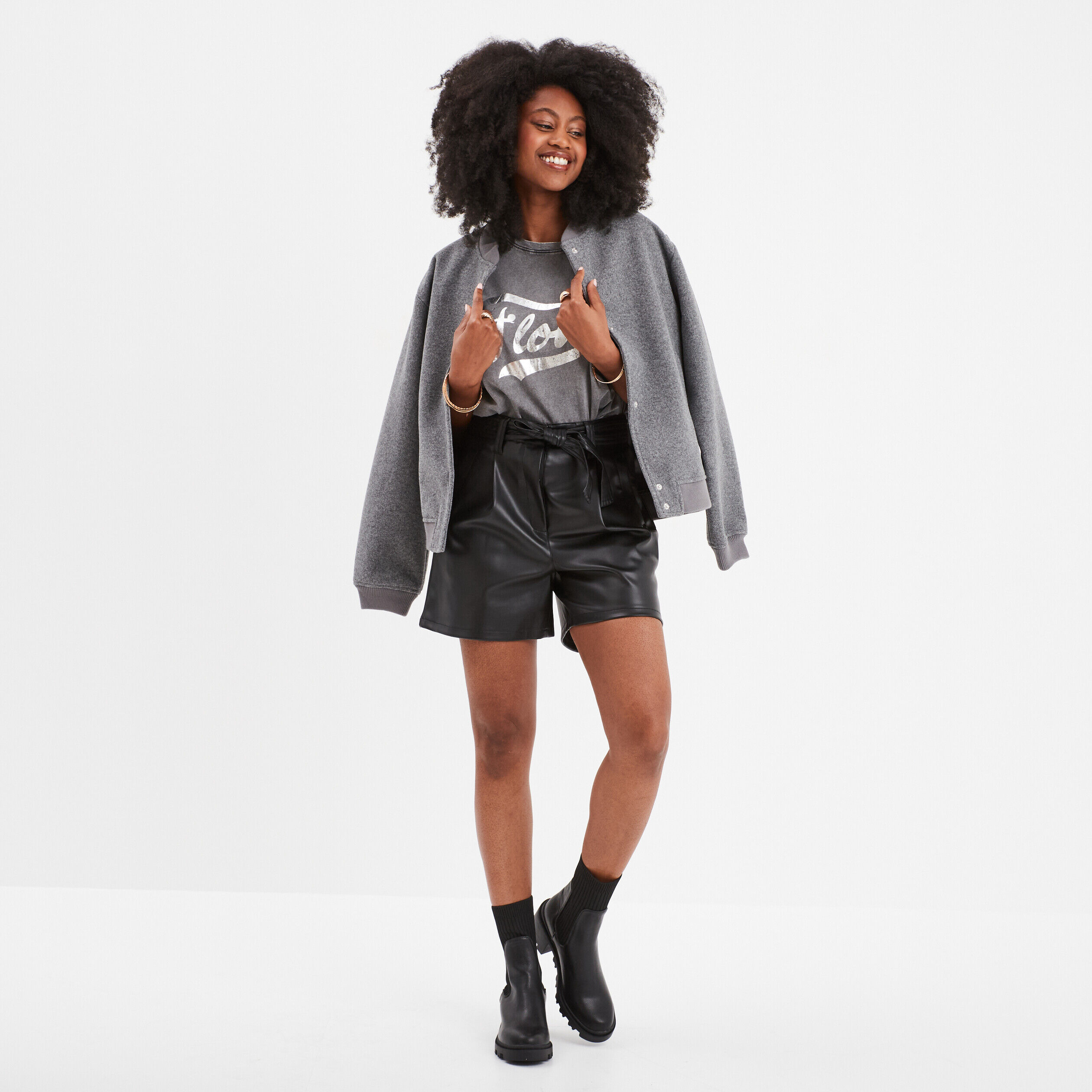 Jupe simili cuir paper bag online