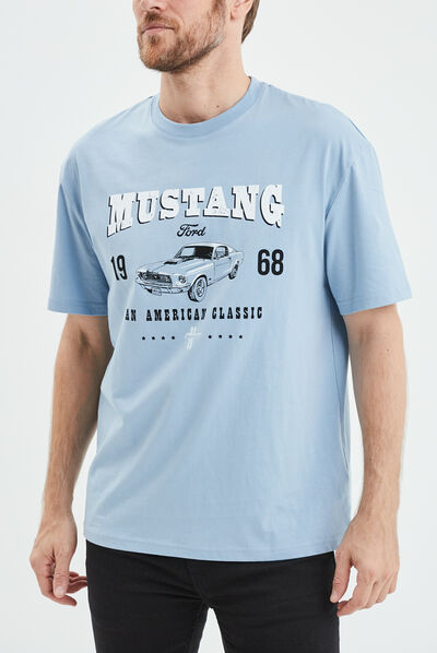 T-shirt manches courtes coton Mustang bleu homme