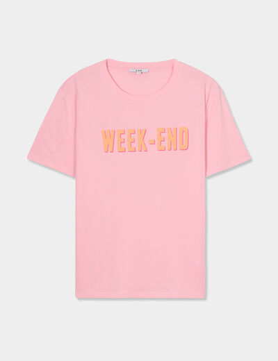 T-shirt coton manches courtes rose femme