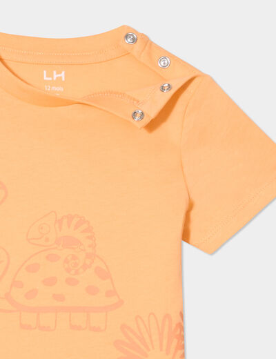 T-shirt manches courtes coton rose saumon bébé garçon