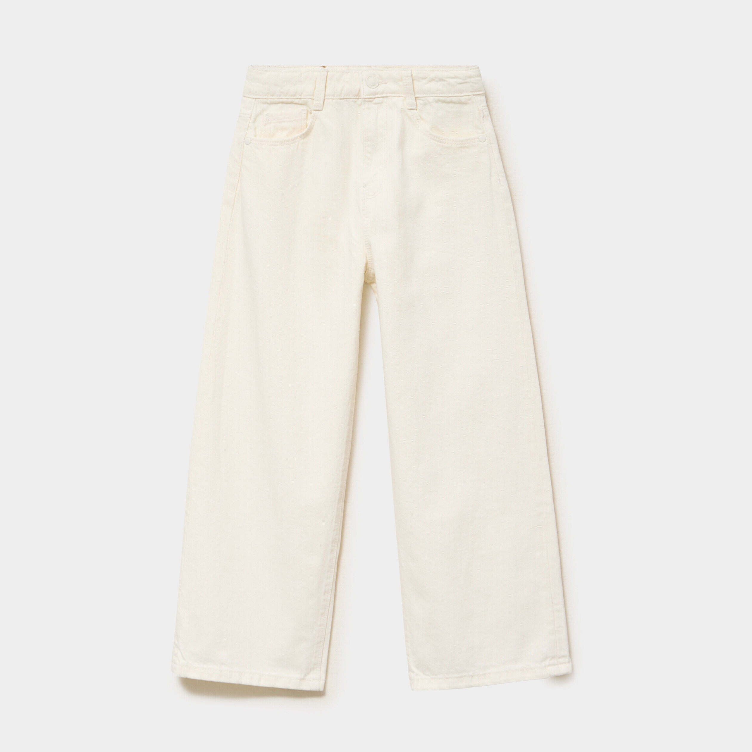 Pantalon coupe large 5 poches coton ecru fille CREEKS