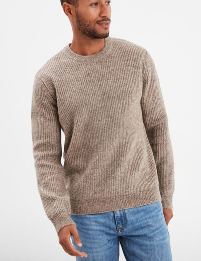 Pull col rond à manches longues taupe homme