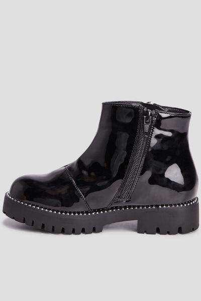 Bottines zippées vernies noir fille