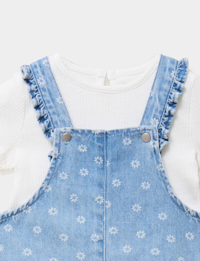 Ensemble robe t-shirt bandeau coton denim triple stone b&eacute;b&eacute; fille