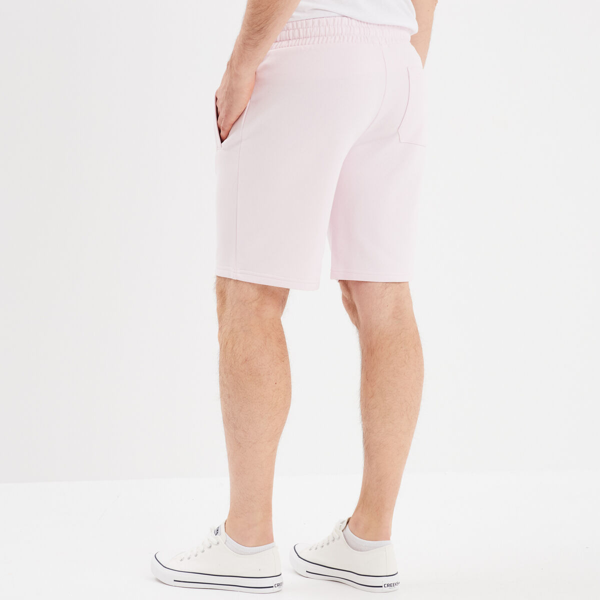 Short jogging molleton droit rose clair homme