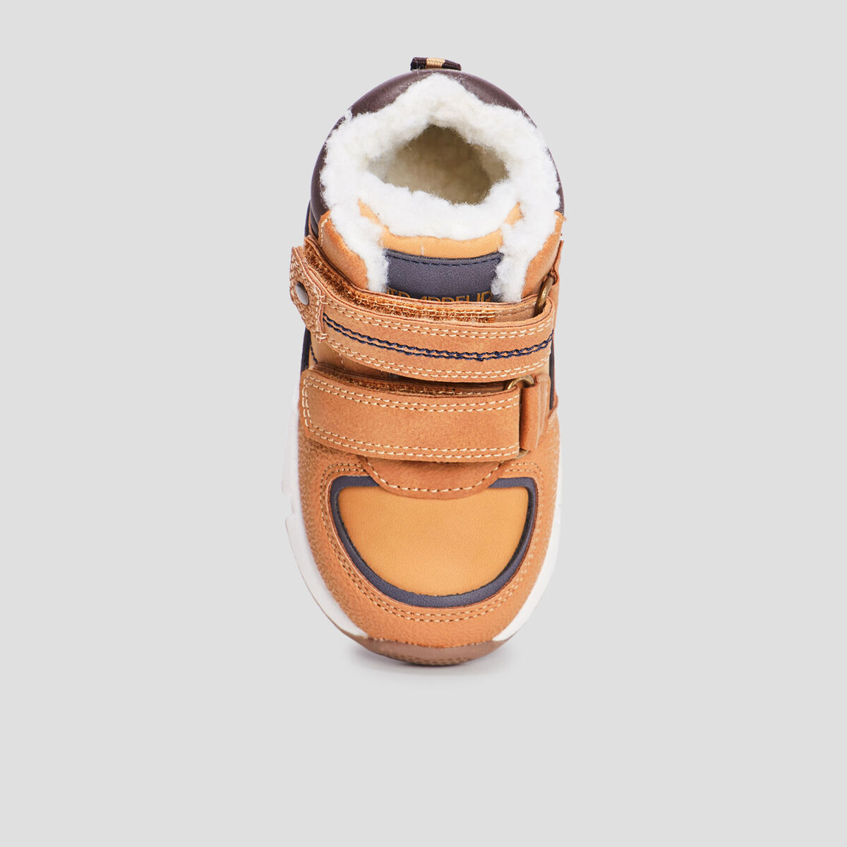 Baskets montantes fourrées scratchs marron bébé garçon