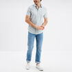 Chemise droite manches courtes coton vert pastel homme