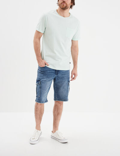 T-shirt col rond manches courtes Liberto vert pastel homme
