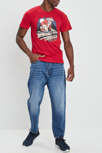 T-shirt de Noël manches courtes rouge homme
