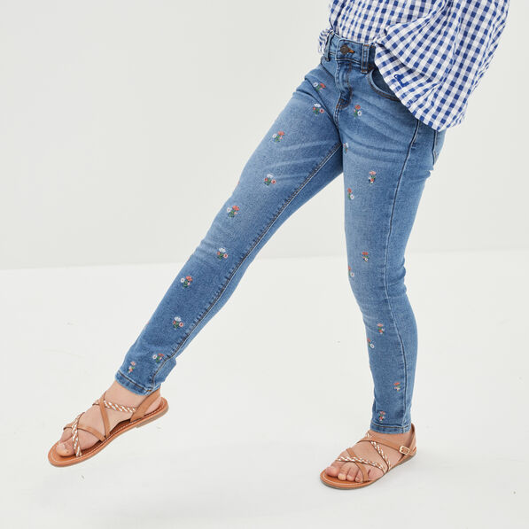 jeans skinny brode creeks denim double stone fille Jeans skinny brodé Creeks denim double stone fille