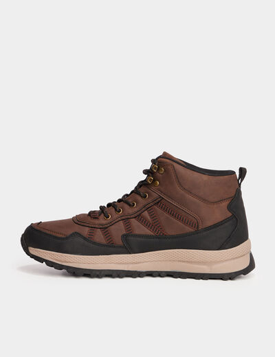 Baskets montantes à lacets marron cognac homme
