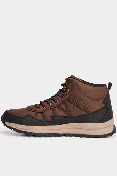 Baskets montantes &agrave; lacets marron cognac homme