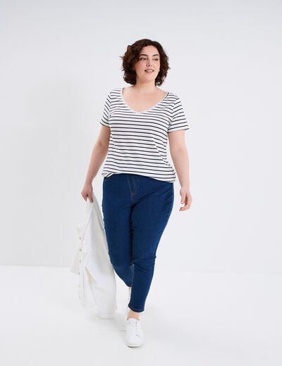 Jegging avec passants taille haute denim stone femme grande taille
