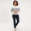 Pull col camionneur zipp&eacute; ecru femme