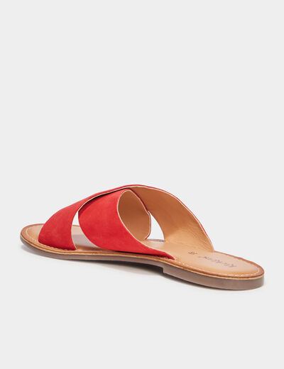 Mules brides croisées en cuir Kickers rouge femme
