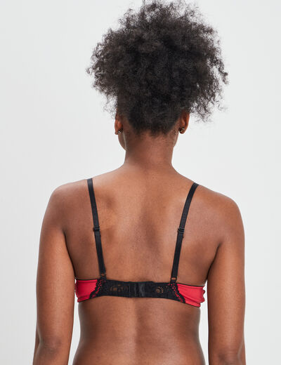 Soutien-gorge push-up micro dentelle rouge femme