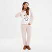 Ensemble pyjama pantalon effet polaire rose pastel femme