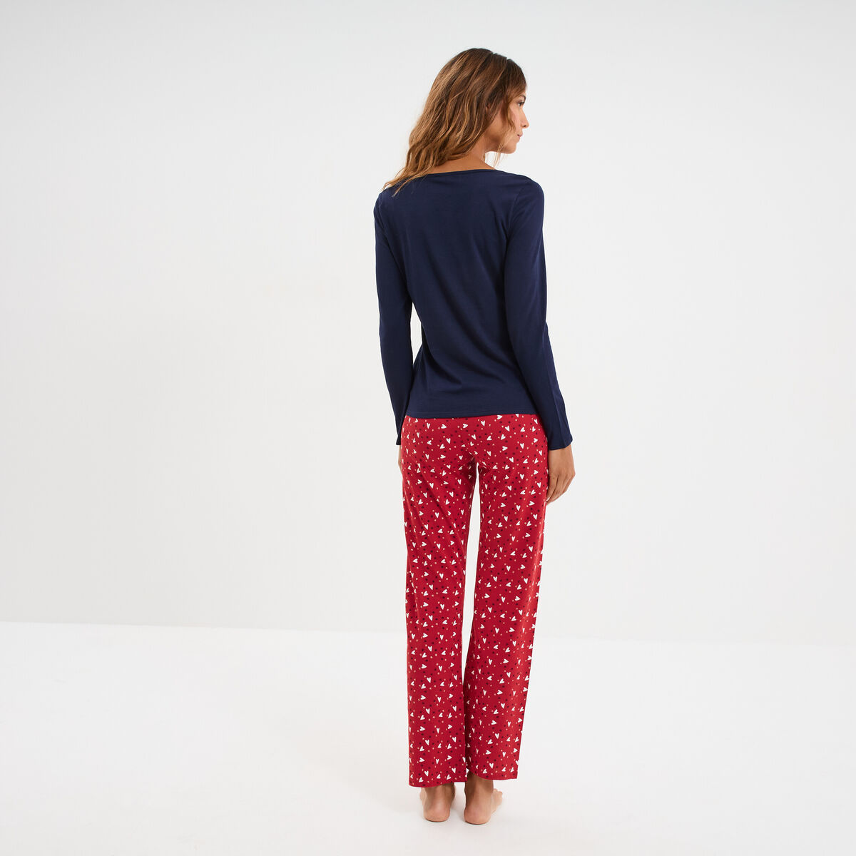 Ensemble pyjama pantalon t-shirt No&euml;l bleu marine femme