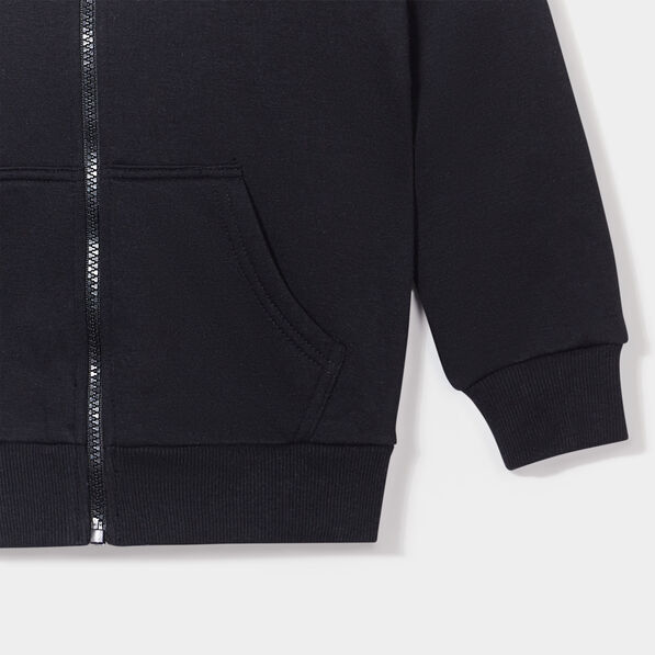 sweat zippe molletonne a capuche noir garcon Sweat zippé molletonné à capuche noir garçon