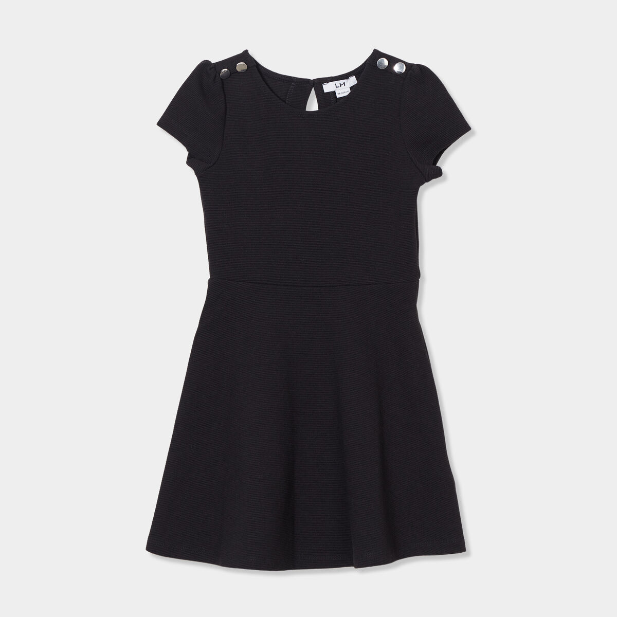 Robe trapèze manches courtes noir fille