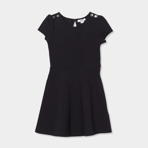 Robe trapèze manches courtes noir fille
