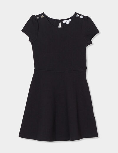 Robe trapèze manches courtes noir fille