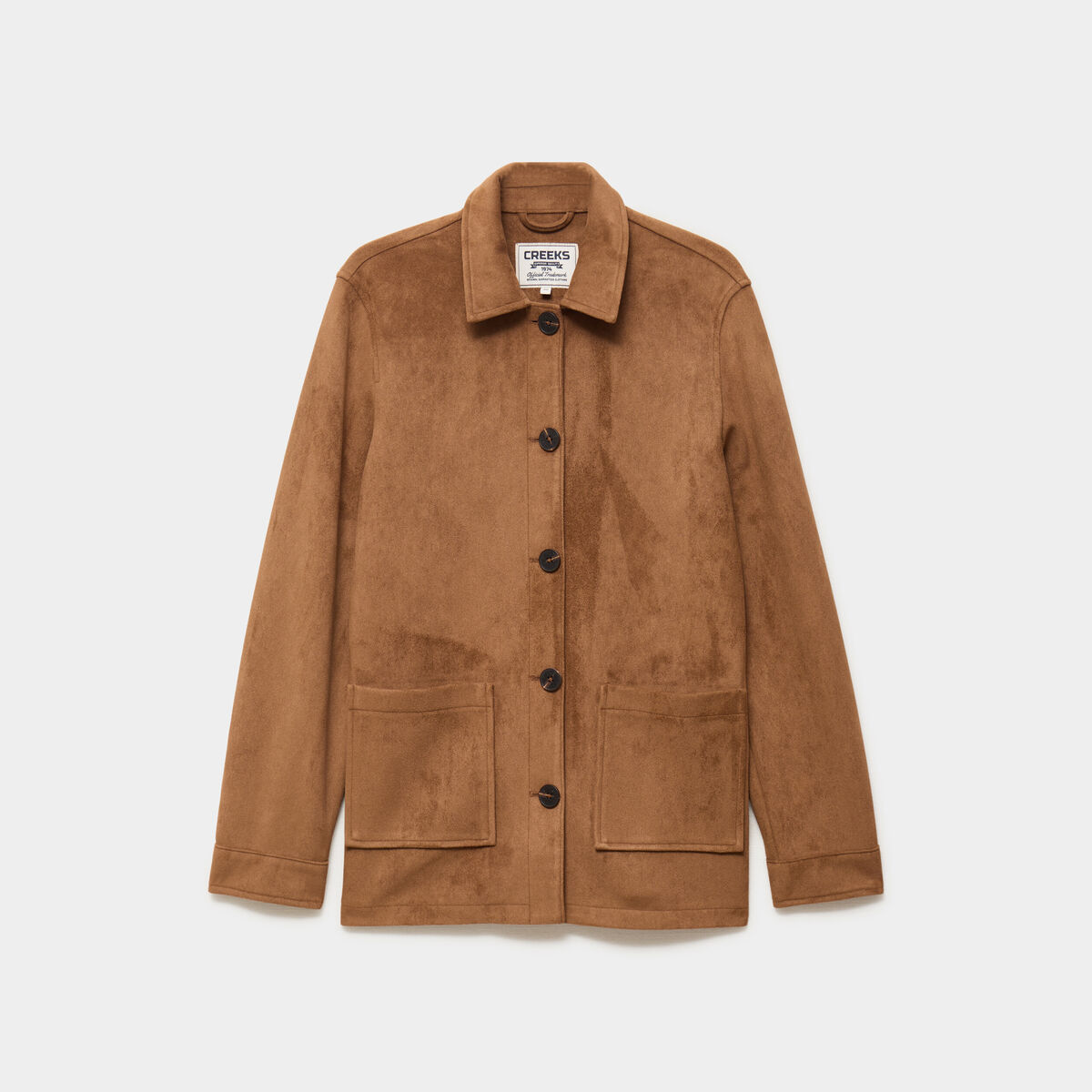 Veste effet su&eacute;dine boutonn&eacute;e camel femme