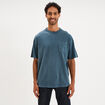 T-shirt droit col rond 1 poche coton vert fonc&eacute; homme