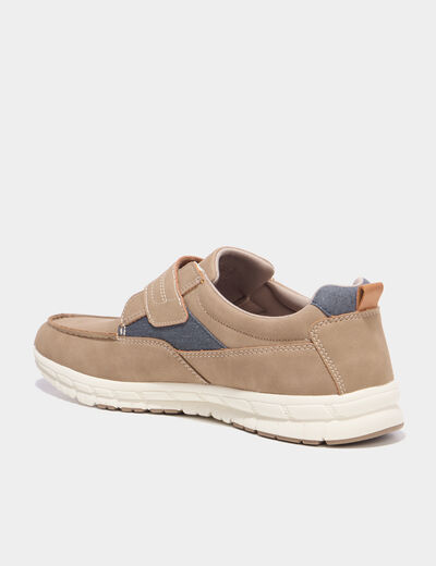 Chaussures bateau &agrave; scratchs sable homme