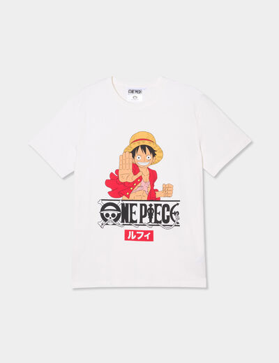 T-shirt manches courtes One Piece Luffy ivoire homme